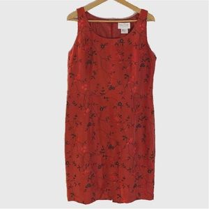 Silk Club red embroidered sheath dress